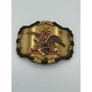 Vintage Anheuser-Busch Budweiser Eagle A Belt Buckle Brass Tone Western Mens